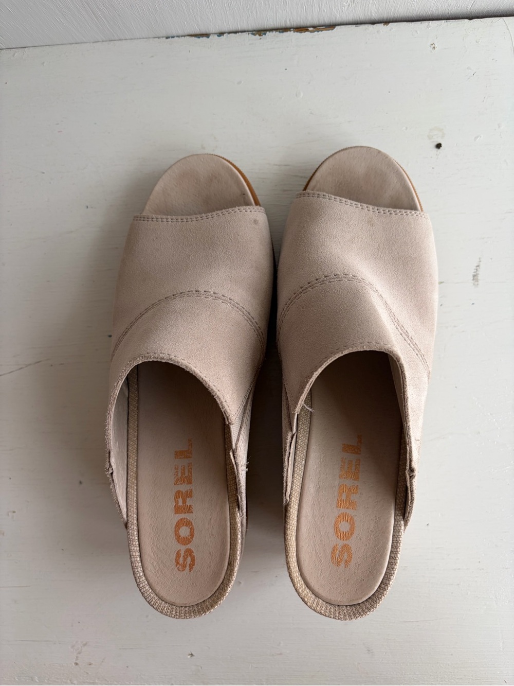 Sorel Joanie Mule II Leather Wedge Sandals – Taupe/Light Gray - Picture 8 of 10